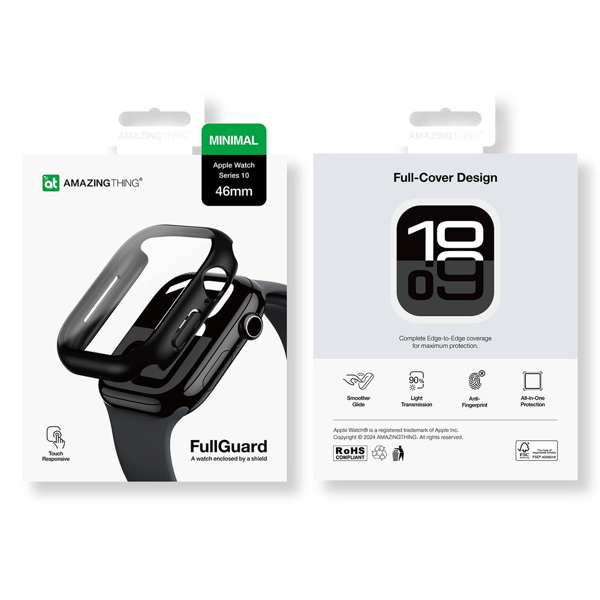 AmazingThing Radix Glass Case til Apple Watch 46mm   Sort