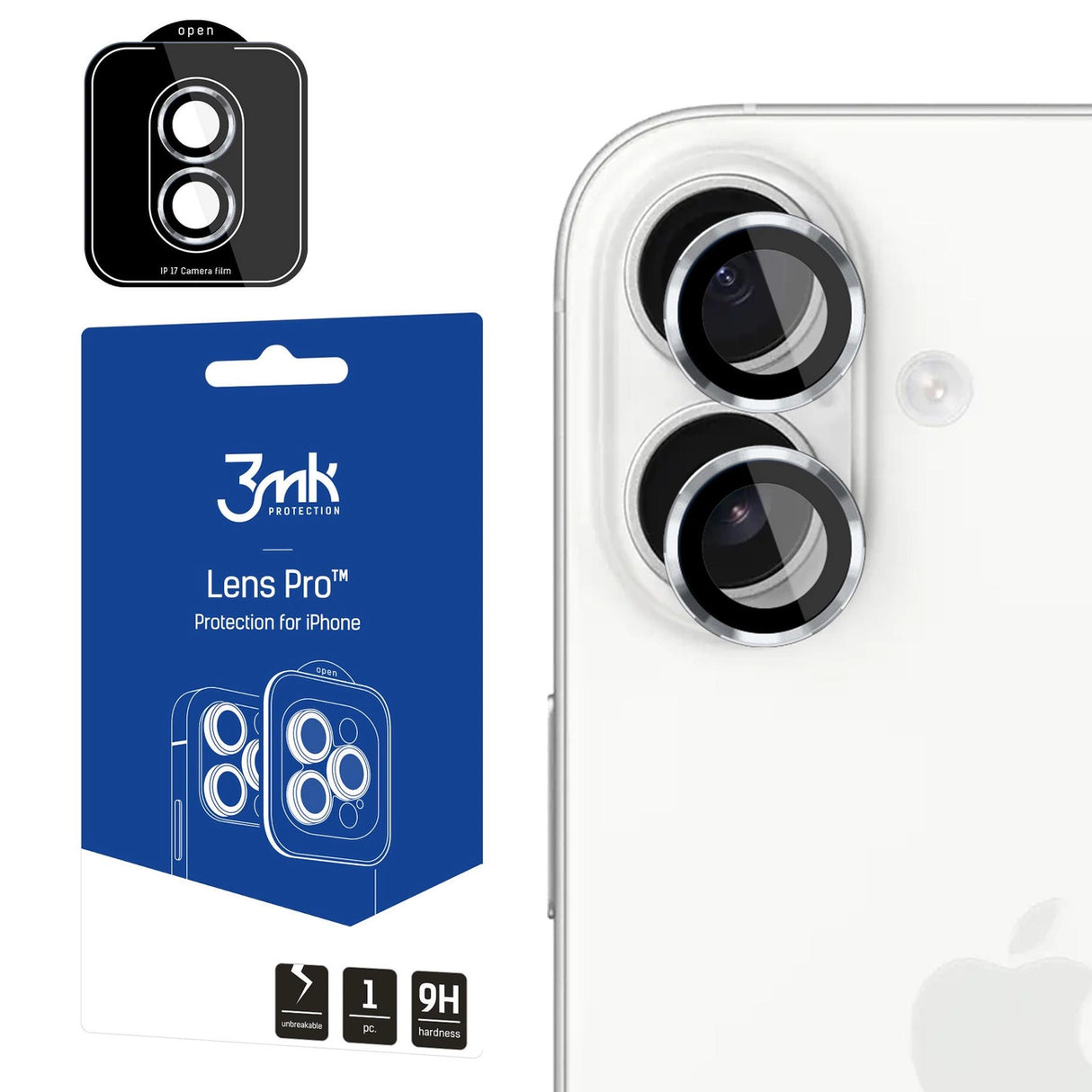 3mk Lens Protection Pro Camera Glass til Apple iPhone 17 - Sølv