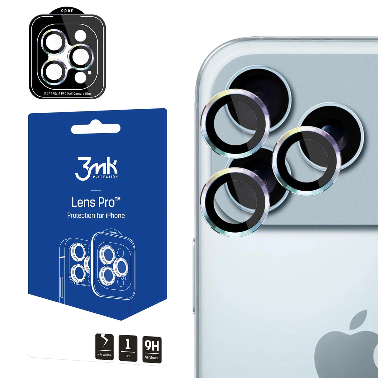 3mk Lens Protection Pro Camera Lens Glass til Apple iPhone 17 Pro /17 Pro Max - Multicolor