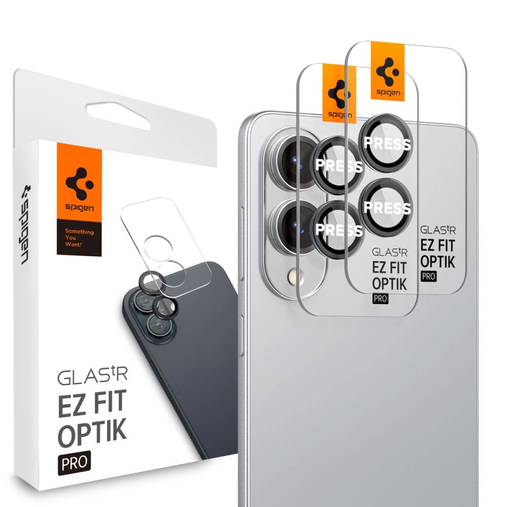 Spigen Optik Pro GLAS.TR "Ez Fit" 2-pack Camera Cover til Samsung Galaxy S25 Edge - sort