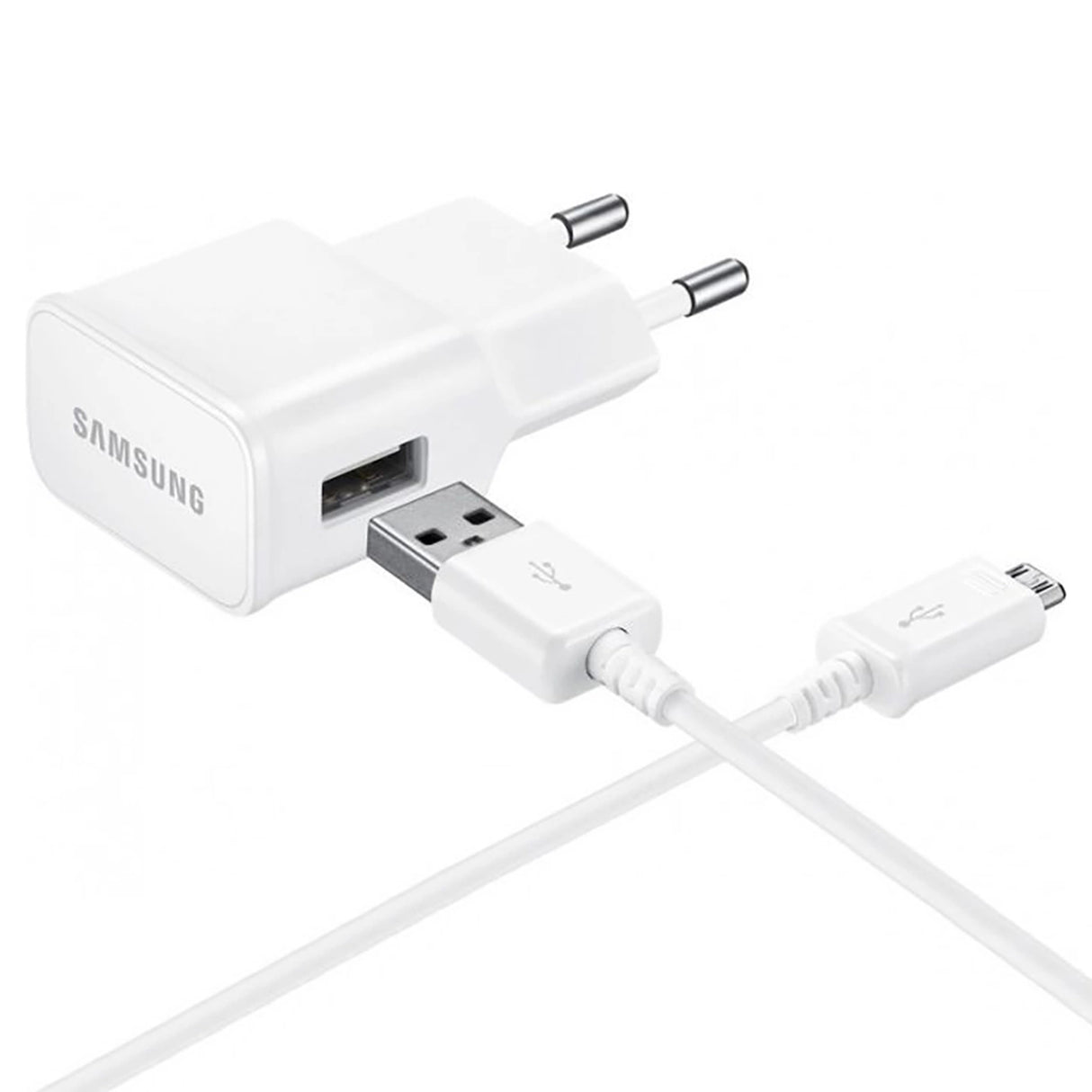 Samsung EP-TA50EWE 8W USB-A Wall Charger med MicroUSB-kabel ECB-DU4AWE (Bulk - Replacement Packaging) - hvid