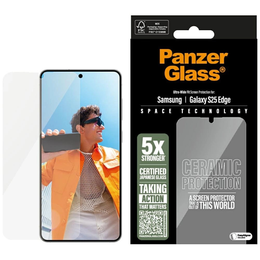 PanzerGlass Ultra-Wide Fit Ceramic Glass til Samsung Galaxy S25 Edge - Clear