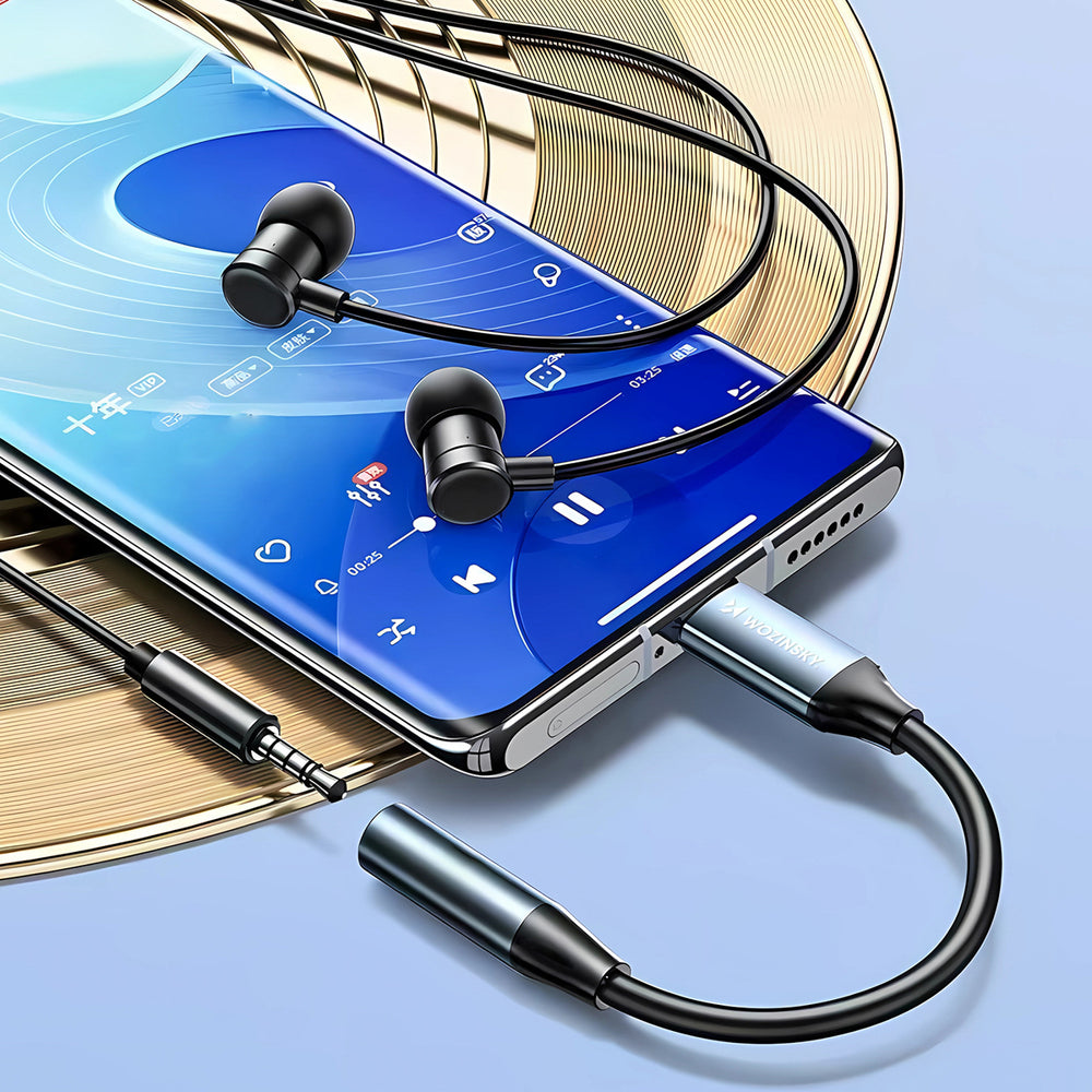Wozinsky WACM-01 USB-C Adapter - 3,5 mm Mini Jack - sort