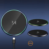 Wozinsky WLI-01Y 15W Qi induktiv oplader med USB-C-kabel - sort