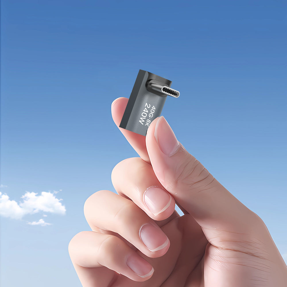 Wozinsky WPKF-01 USB-C - USB-C 40Gb/s 240W 8K OTG Angled Adapter - Grå