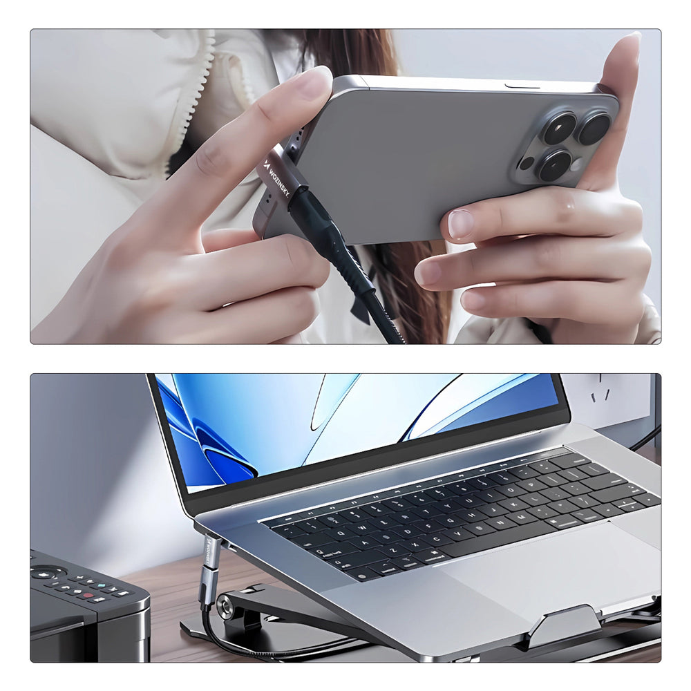 Wozinsky WPKF-01 USB-C - USB-C 40Gb/s 240W 8K OTG Angled Adapter - Grå