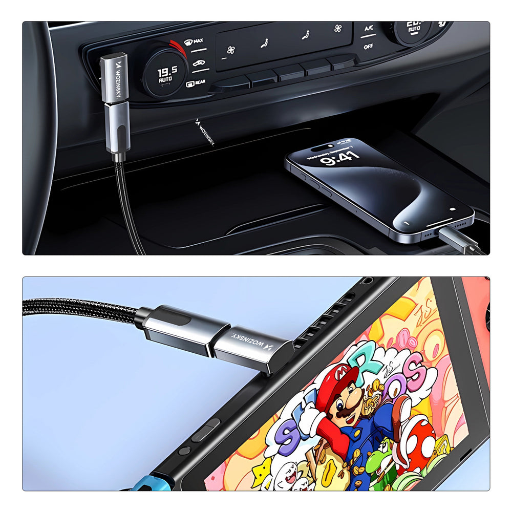 Wozinsky WPKF-01 USB-C - USB-C 40Gb/s 240W 8K OTG Angled Adapter - Grå