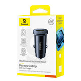 Baseus GoTrip USB-C / USB-A 30W Biloplader - Sort