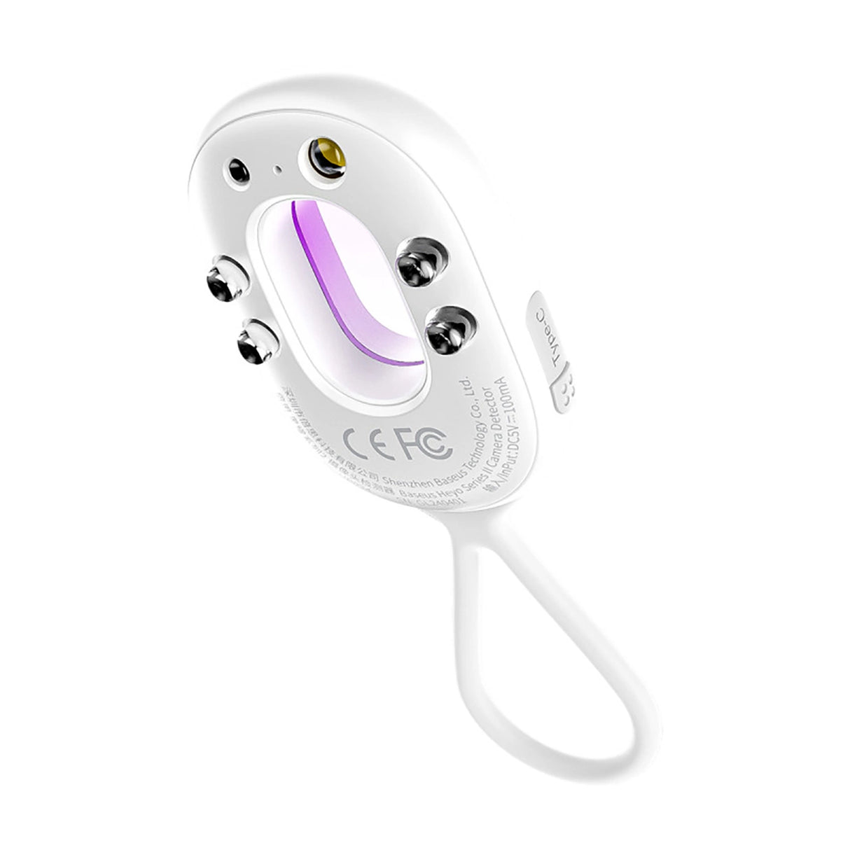 Baseus Heyo Series II Hidden Camera Detector med Alarm og Mini Flashlight + Baseus Simple USB-A - USB-C Cable - Hvid