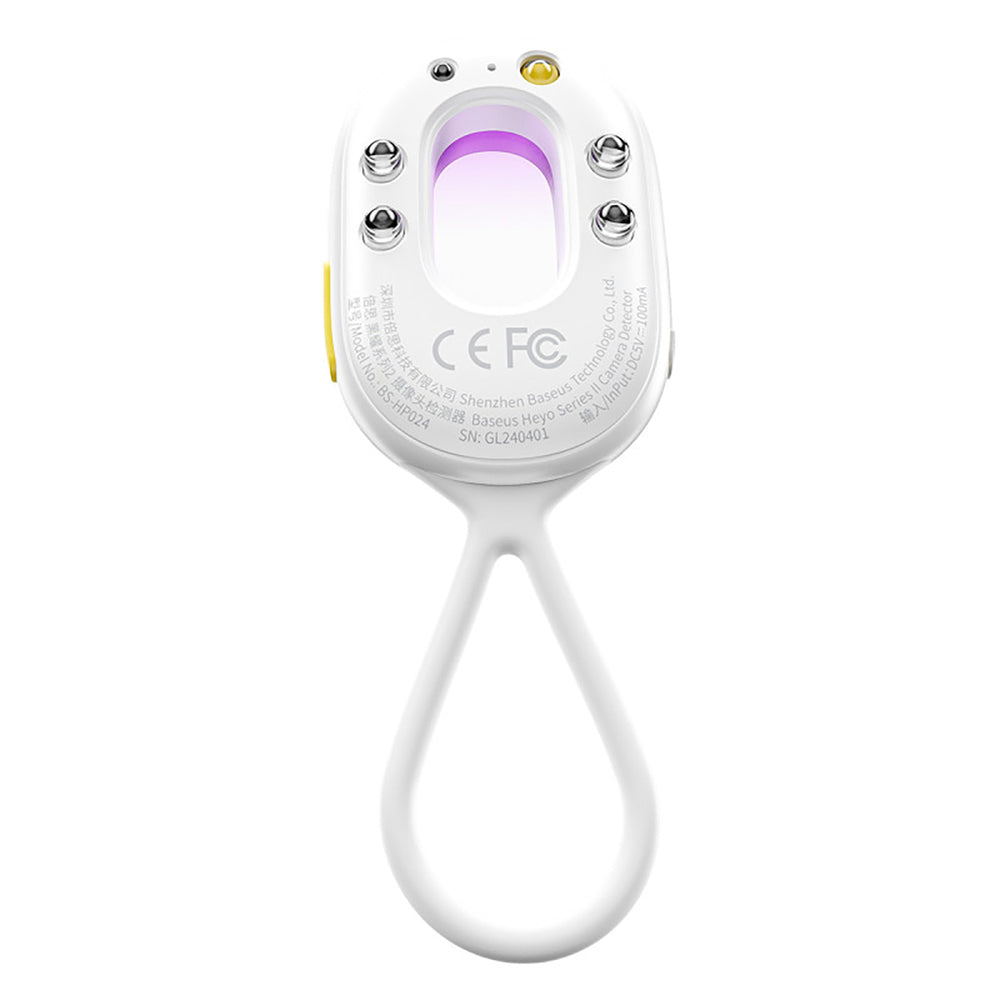 Baseus Heyo Series II Hidden Camera Detector with Alarm and Mini Flashlight + Baseus Simple USB-A - USB-C Cable - White