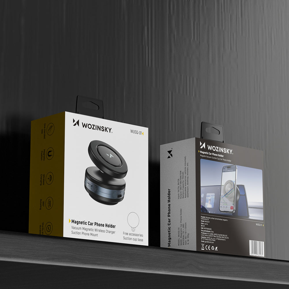Wozinsky WUSQ-01 Bilholder med Qi-oplader Kompatibel med MagSafe - sort