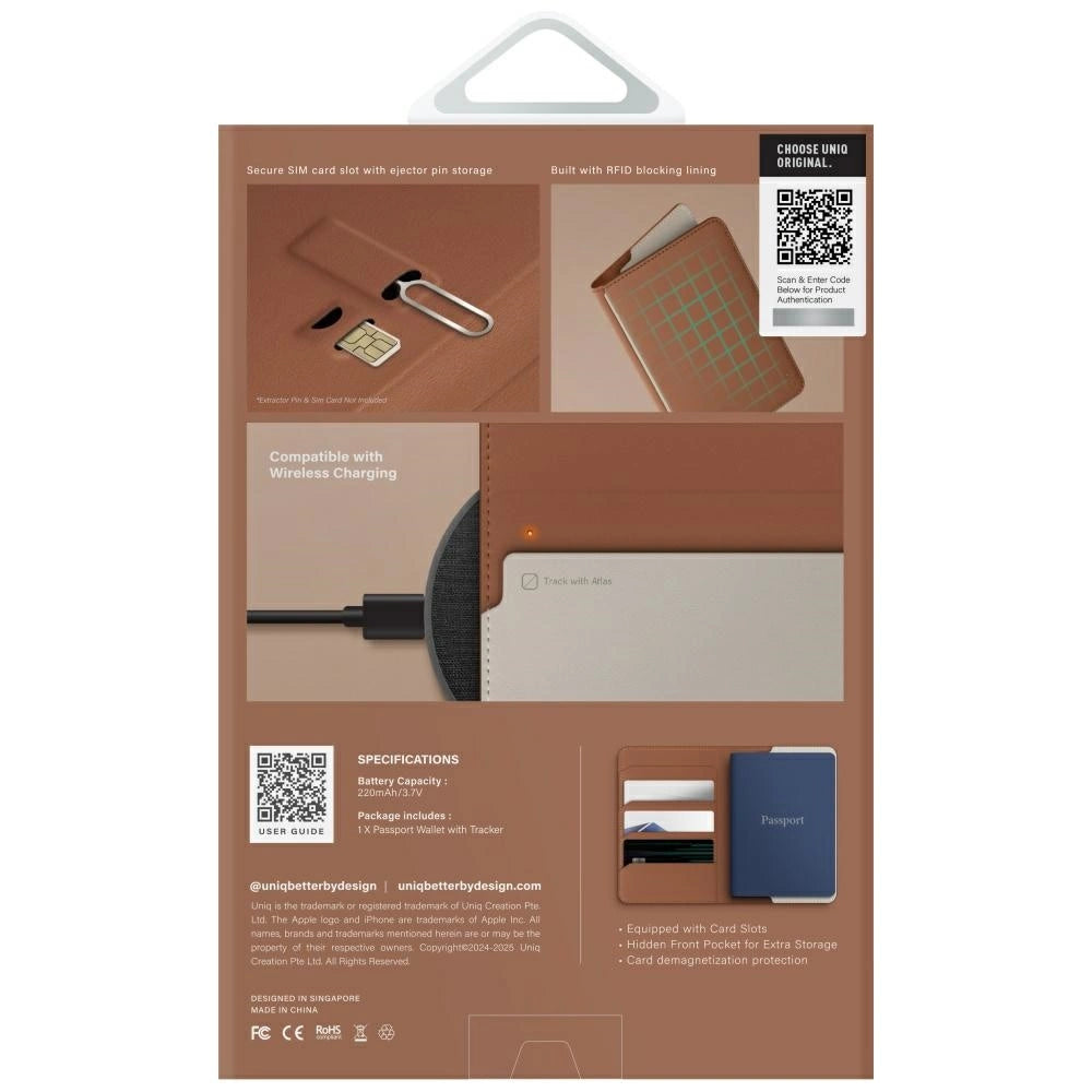 Uniq Belmont Passport Case med Apple Find My RFID Blocking Caramel Beige