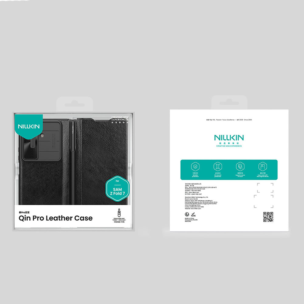 Nillkin Qin Pro Case til Samsung Galaxy Z Fold 7 med S Pen Space - sort