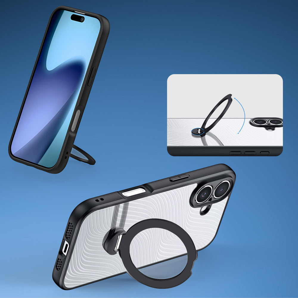 Dux Ducis Aimo Mag Case med magnetisk ring og stativ til iPhone 17   Sort