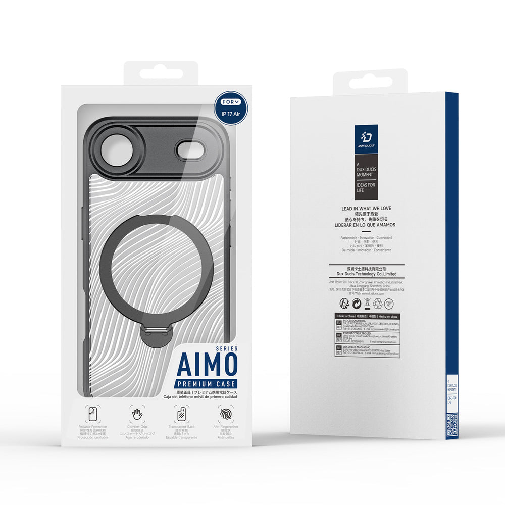 Dux Ducis Aimo Mag Case med magnetisk ring og stativ til iPhone 17 Air   Sort