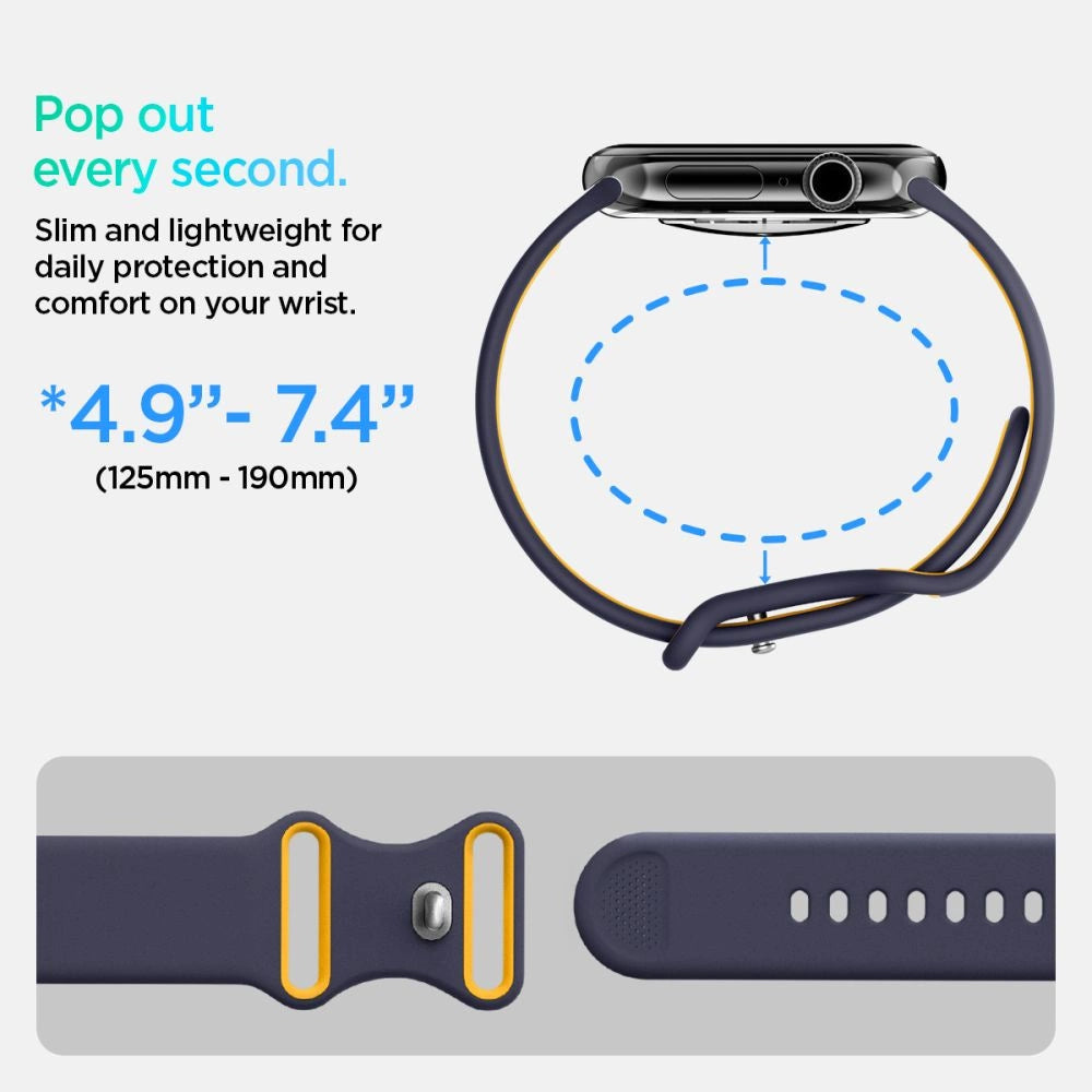 Spigen Nano Pop Strap til Apple Watch 40/41/42 mm - Navy Blue/Orange