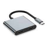Tech-Protect HB08 4in1 USB-C + USB2.0 + 2 x HDMI 4K 60HZ adapter - grå