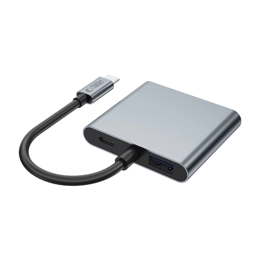 Tech-Protect HB08 4in1 USB-C + USB2.0 + 2 x HDMI 4K 60HZ adapter - grå
