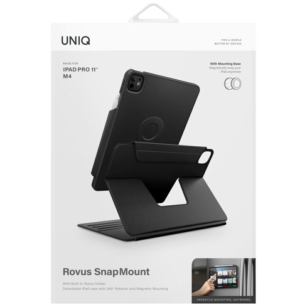 Uniq Rovus Snapmount Magnetic 360 Rotating Fjernbar fodtøj til iPad Pro 11" 2024 (5th generation) - sort