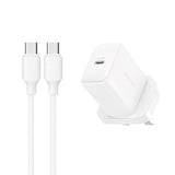 Joyroom JR-TCF20 PD 20W Wall Charger (UK Plug) med 1m USB-C-kabel - hvid