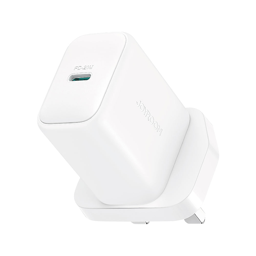 Joyroom JR-TCF20 PD 20W Wall Charger (UK Plug) med 1m USB-C-kabel - hvid