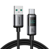 Joyroom S-A16 Pro Prism Series 66W USB-A - USB-C-kabel med skærm 1,2 m - sort