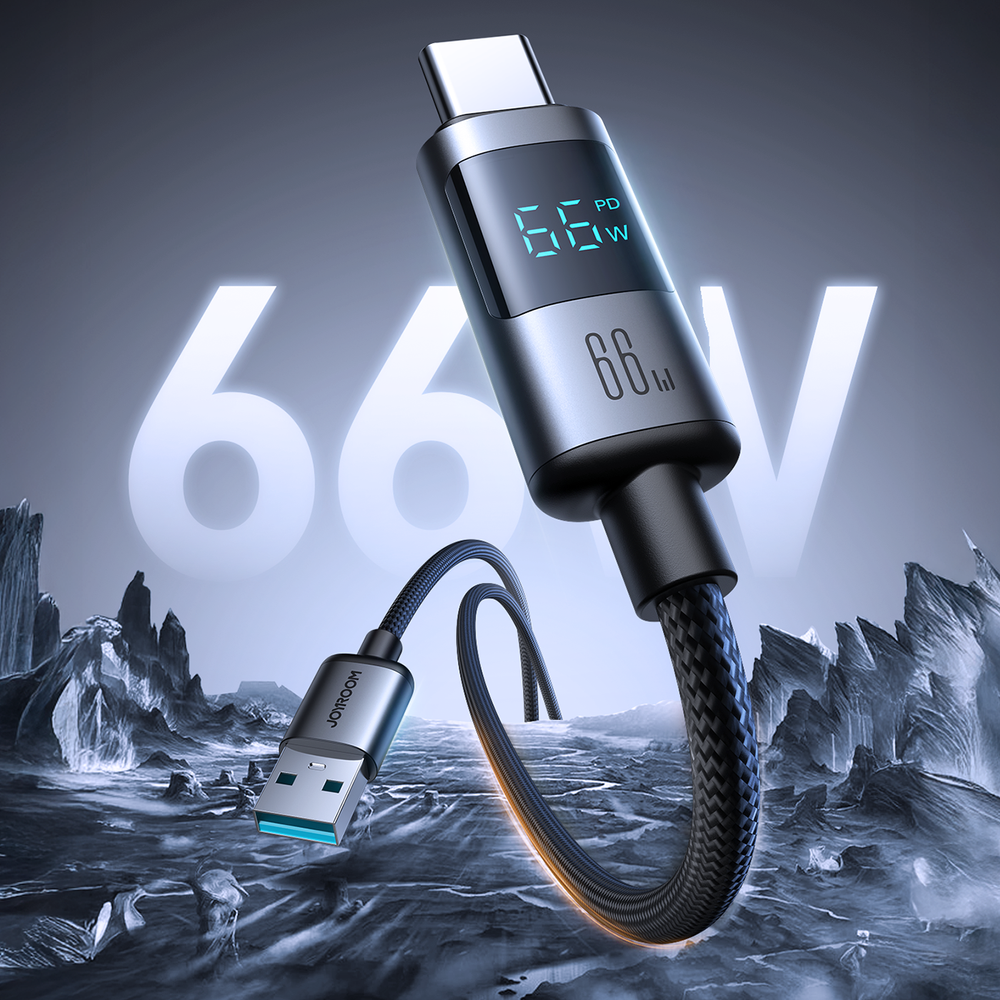 Joyroom S-A16 Pro Prism Series 66W USB-A - USB-C Cable with Display 1.2m - Black