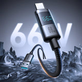 Joyroom S-A16 Pro Prism Series 66W USB-A - USB-C-kabel med skærm 1,2 m - sort