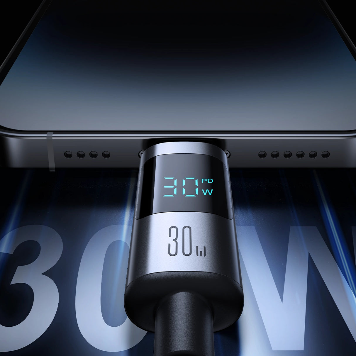 Joyroom S-A16 Pro Prism Series 30W USB-C - Lightning Cable med skærm 1,2 m - sort