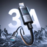 Joyroom S-A16 Pro Prism Series 3A USB-A - Lightning Cable med skærm 1,2 m - sort