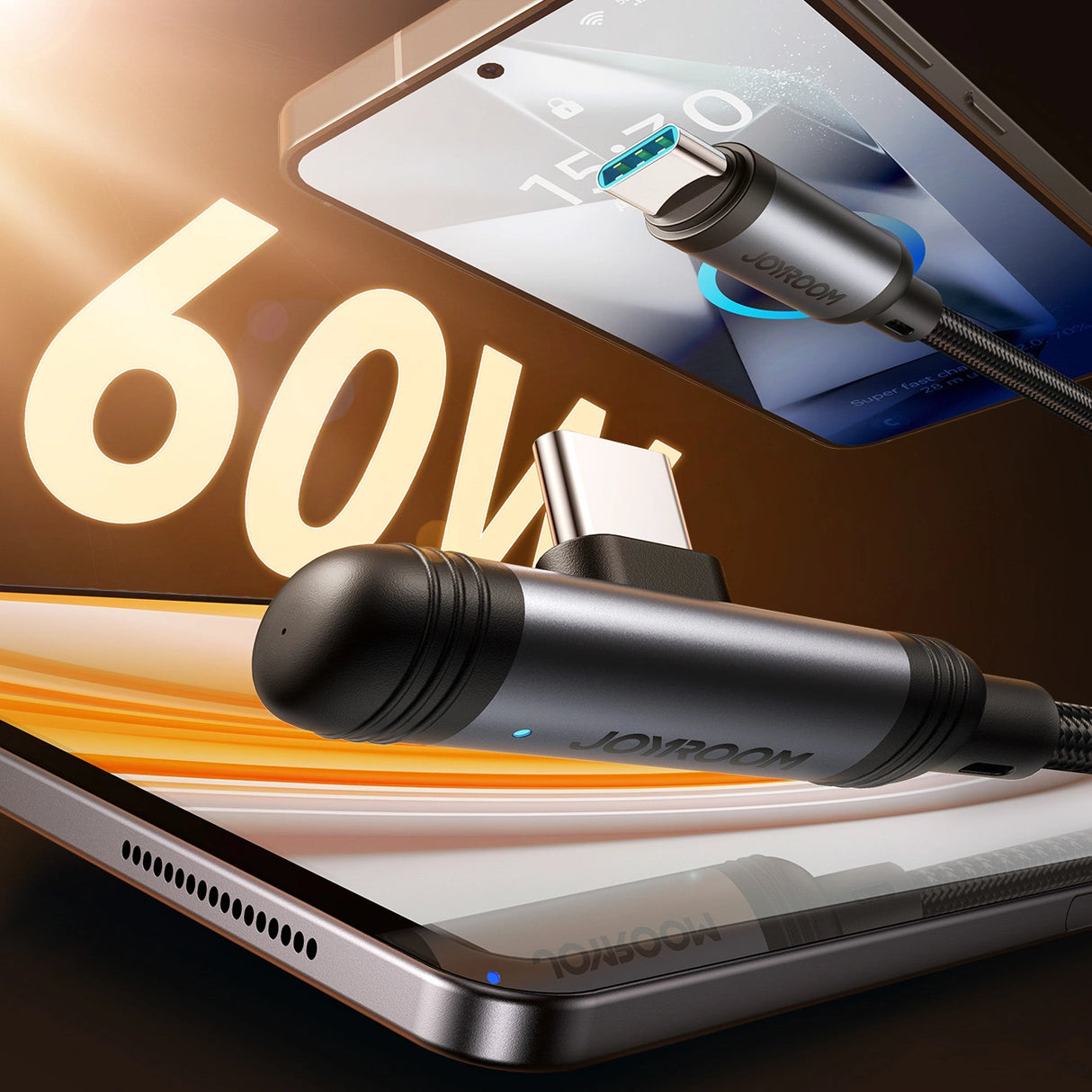 Joyroom S-A56 EnjoyX Series 90° USB-C - USB-C kabel 60W 1,2m - sort