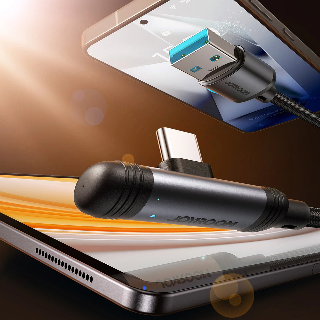 Joyroom S-A56 EnjoyX Series 90° USB-A - USB-C 3A kabel 1,2 m - sort