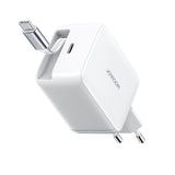 Joyroom JR-TCL06 67W GaN Wall Charger med indbygget inddrageligt USB-C-kabel - hvid
