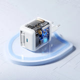 Joyroom JR-TCL06 67W GaN Wall Charger med indbygget inddrageligt USB-C-kabel - hvid