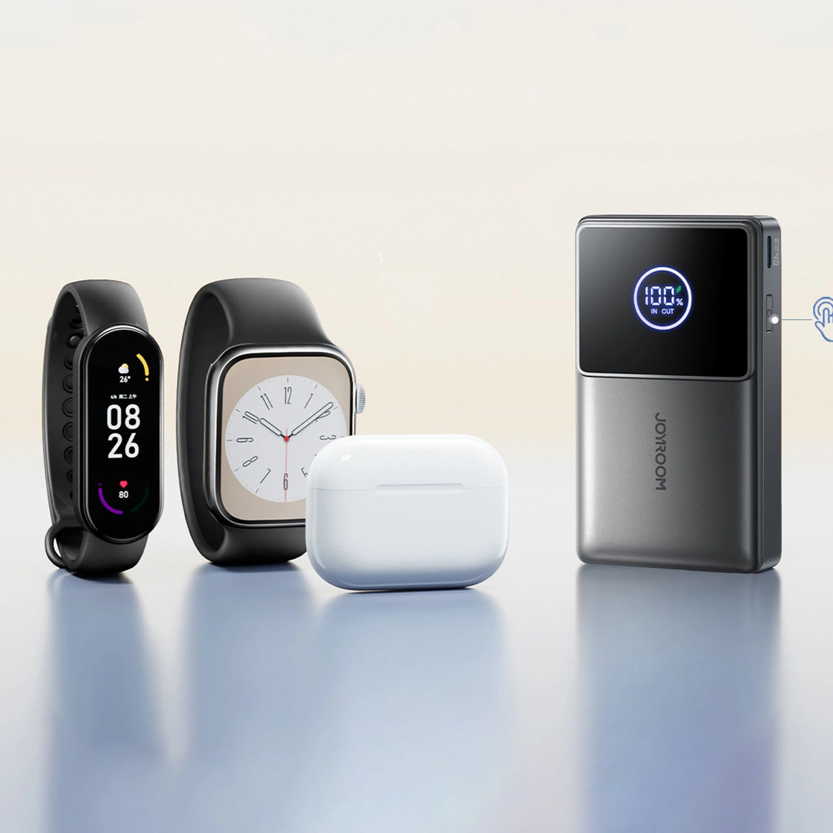 Joyroom JR-PR1 10000mAh 22.5W Powerbank med indbygget indtrækbart USB-C-kabel - sort