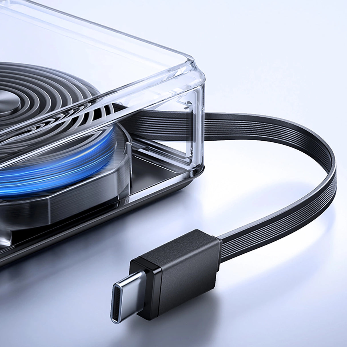 Joyroom JR-PR1 10000mAh 22.5W Powerbank med indbygget indtrækbart USB-C-kabel - sort