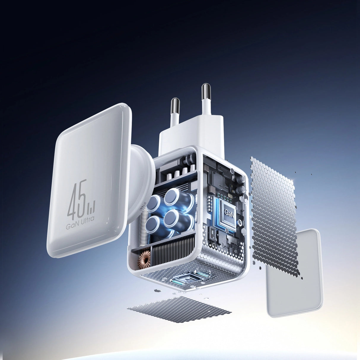 Joyroom JR-TCL05 45W GaN Wall Charger with Cable Organizer - White