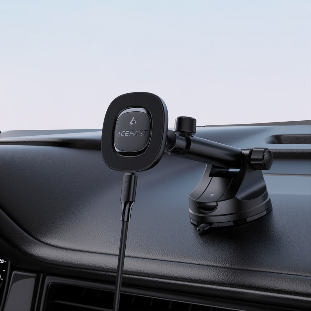 Acefast D47 Magnetic Dashboard Mount with Wireless Charger - Black