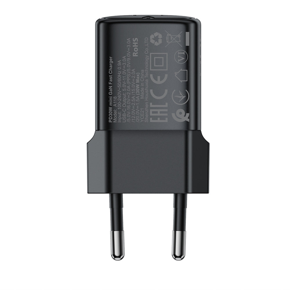 Acefast A118 GaN PD 30W USB-C Wall Charger - Black