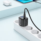Acefast A113 GaN PD 20W USB-C Wall Charger with Display with USB-C Cable - Black