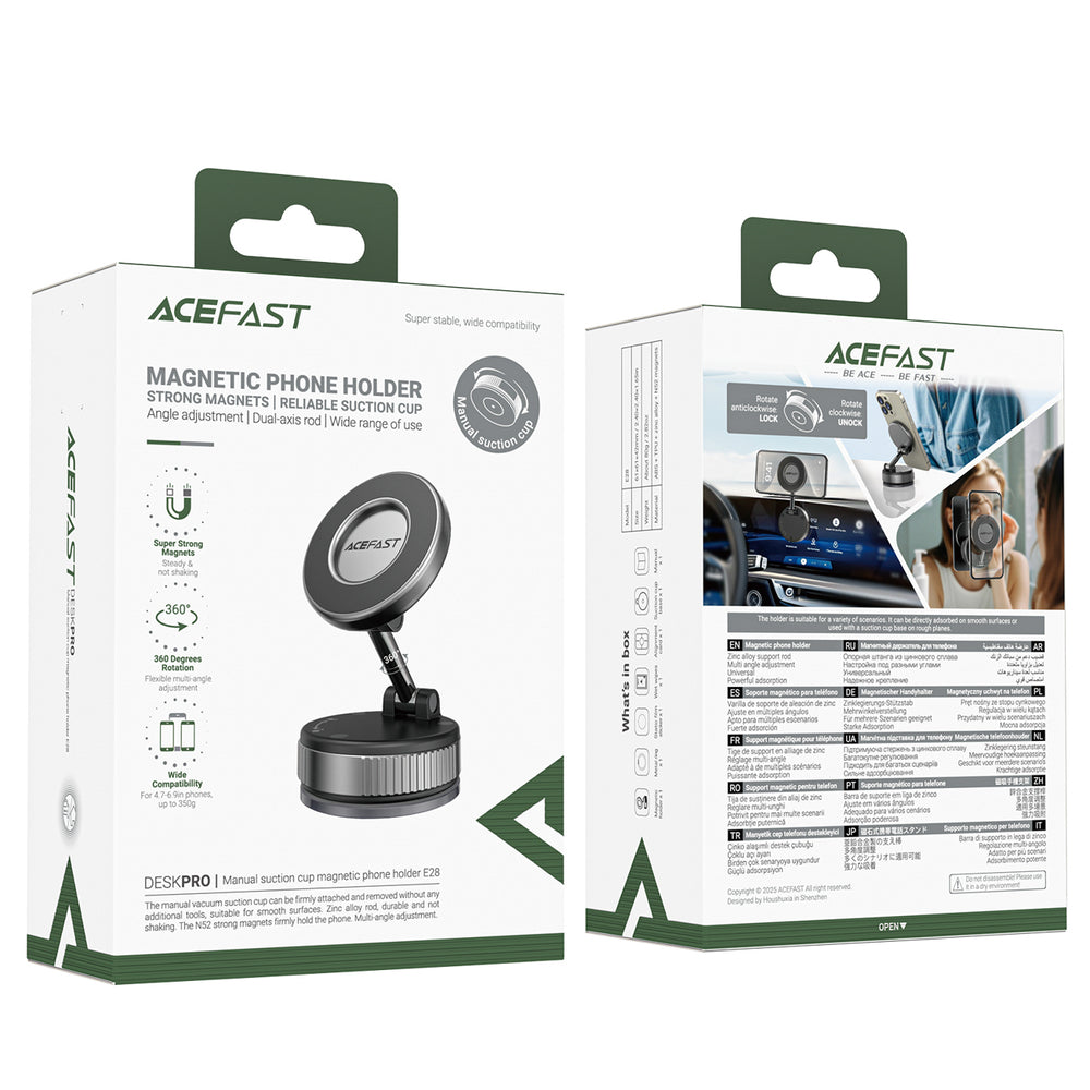 Acefast E28 Magnetic Dashboard/Windshield Suction Cup Holder - Black