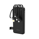 Dudao K11 10000mAh Powerbank med indbyggede kabler - sort
