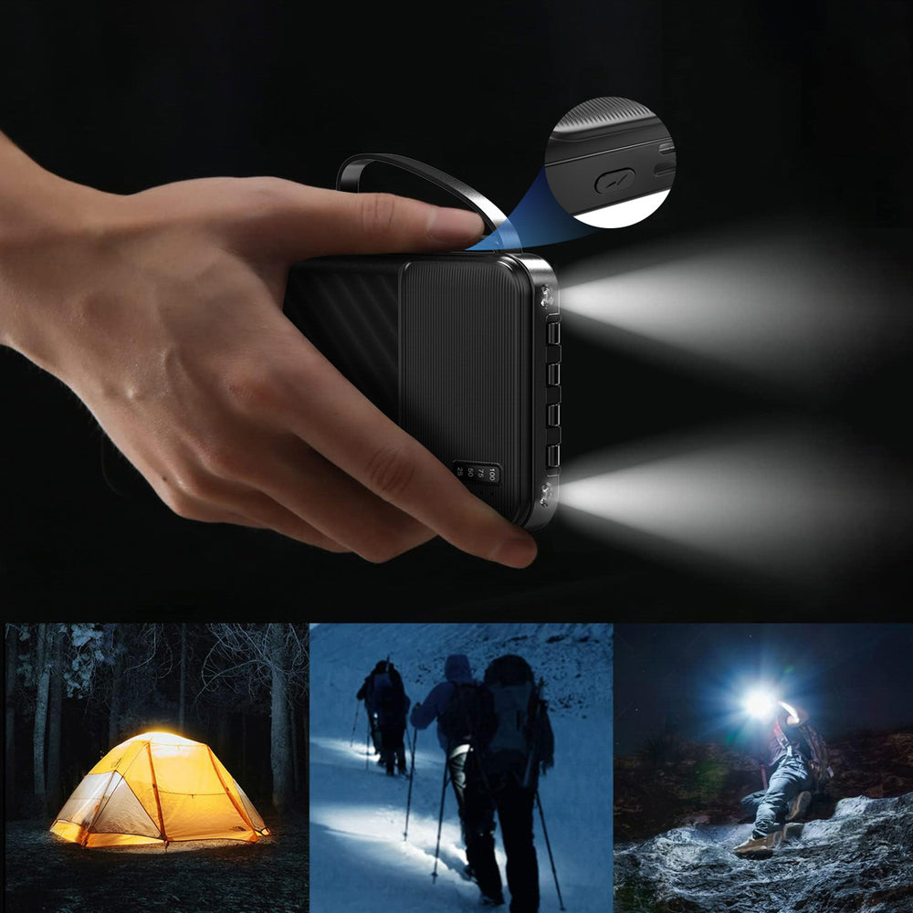 Dudao K11 10000mAh Powerbank med indbyggede kabler - sort