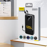 Dudao K13 10000mAh Powerbank med indbygget kabel - sort