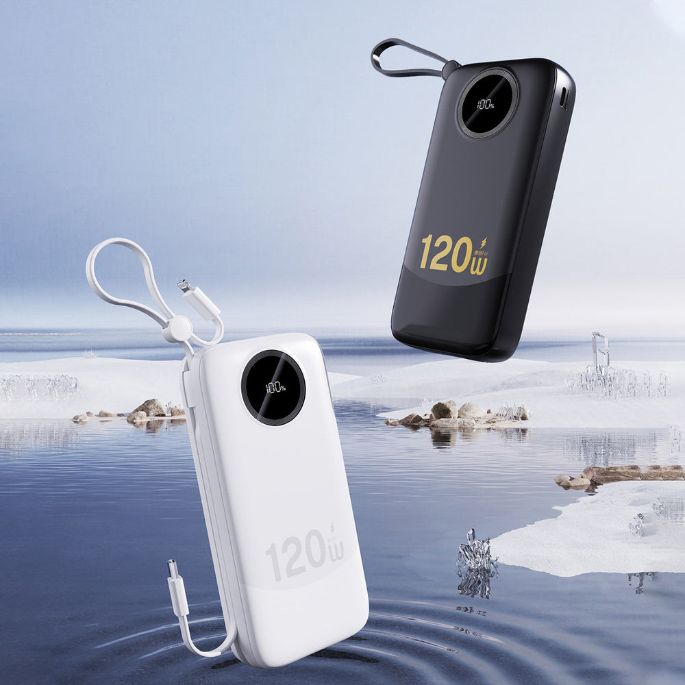 Dudao K13Pro 20000mAh Powerbank med indbygget kabel - hvid