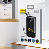 Dudao K13Pro 20000mAh Powerbank med indbygget kabel - sort