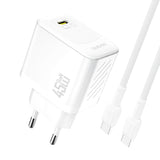 Dudao A28C 45W GaN Wall Charger + USB-C-kabel - hvid