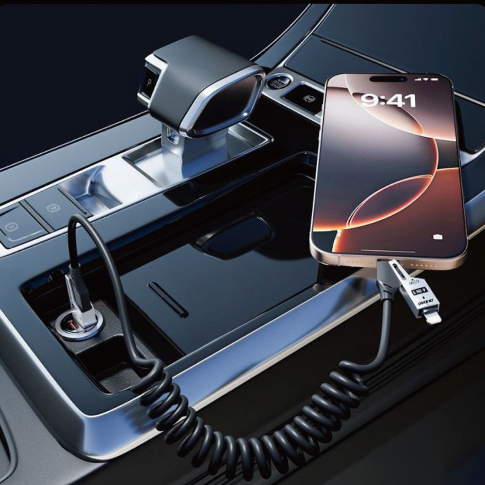 Dudao L20 Pro 4-i-1 USB-A / USB-C - Lightning / USB-C-kabel - sort