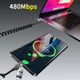 Dudao L20 Pro 4-i-1 USB-A / USB-C - Lightning / USB-C-kabel - sort