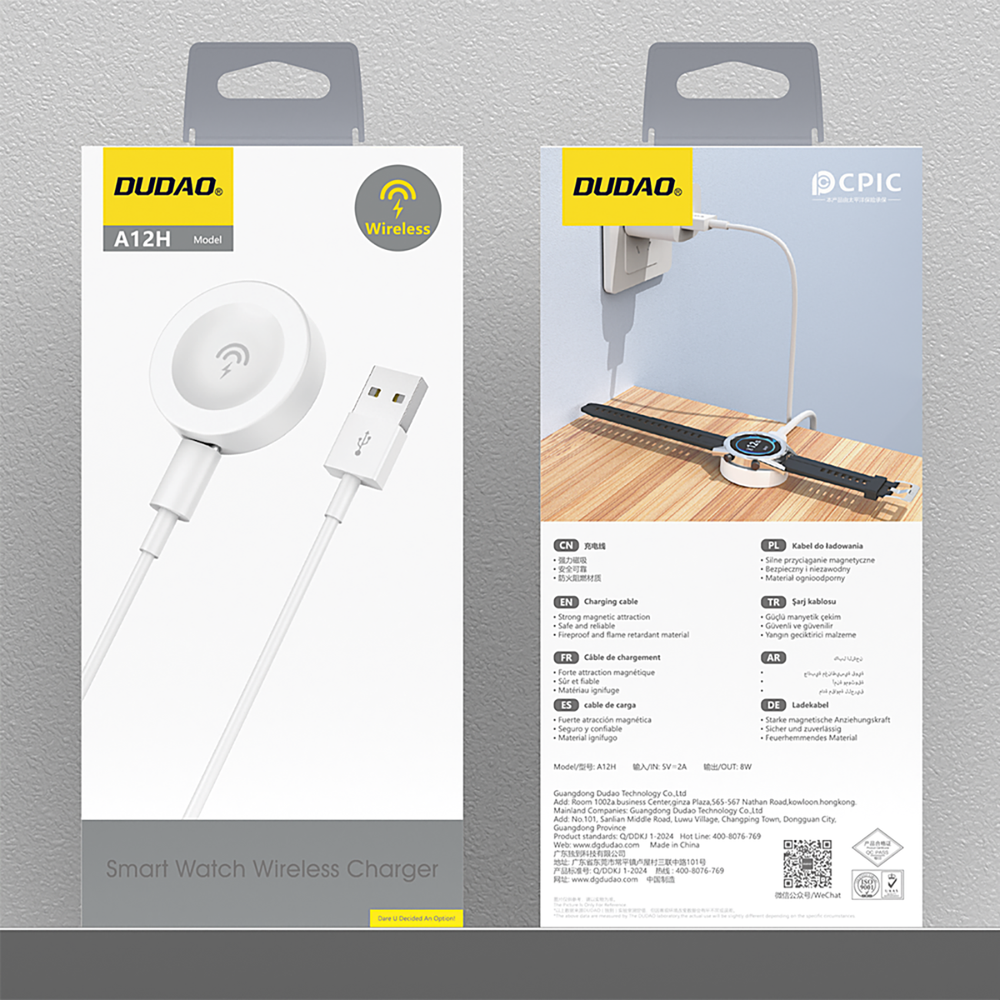 Dudao A12H trådløs oplader til Huawei Smartwatches - hvid